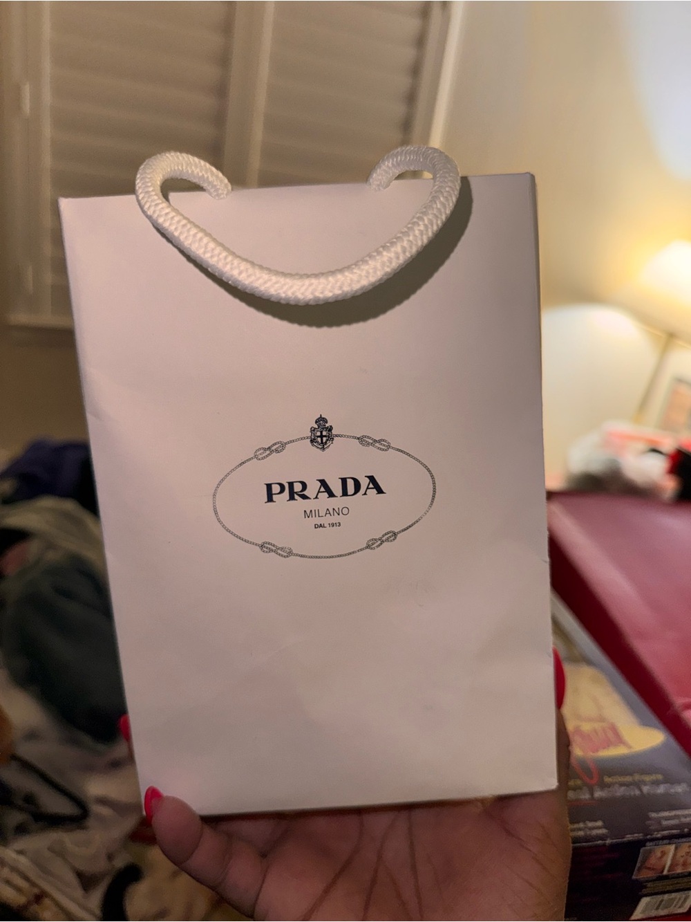 Prada Small White Rope-Handle Gift Bag